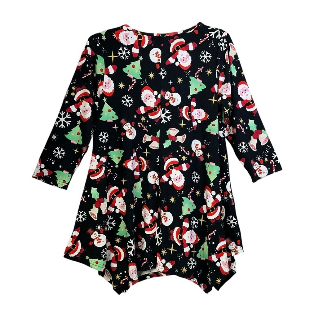 Larace Christmas Tunic Top Handkerchief Hem  3/4 Sleeve Round Neck Holiday Med - Picture 9 of 16